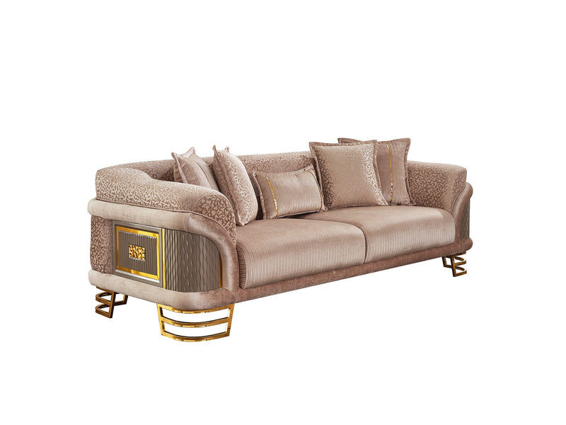 Versace 3-pieces (Sofa & Loveseat & Chair) Livingroom Set Cream in Cream - 101-VER-STAR13553-321