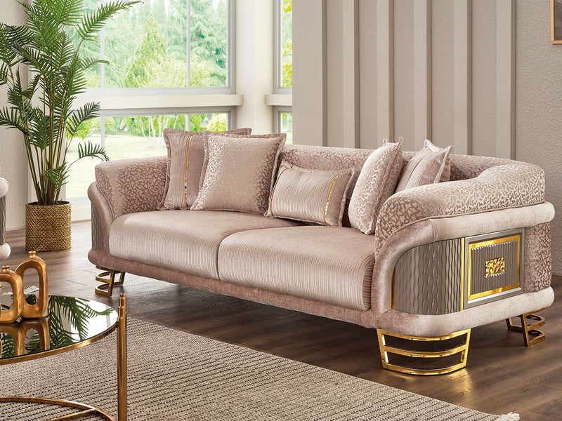 Versace 3-pieces (Sofa & Loveseat & Chair) Livingroom Set Cream in Cream - 101-VER-STAR13553-321