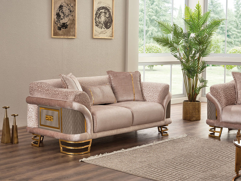 Versace 3-pieces (Sofa & Loveseat & Chair) Livingroom Set Cream in Cream - 101-VER-STAR13553-321