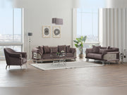Versace 3-pieces (Sofa & Loveseat & Chair) Livingroom Set Dark Grey in Dark Grey - 101-VER-STAR14245-321