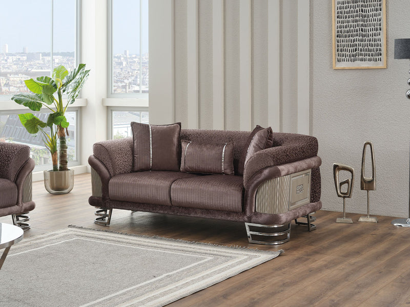 Versace 3-pieces (Sofa & Loveseat & Chair) Livingroom Set Dark Grey in Dark Grey - 101-VER-STAR14245-321
