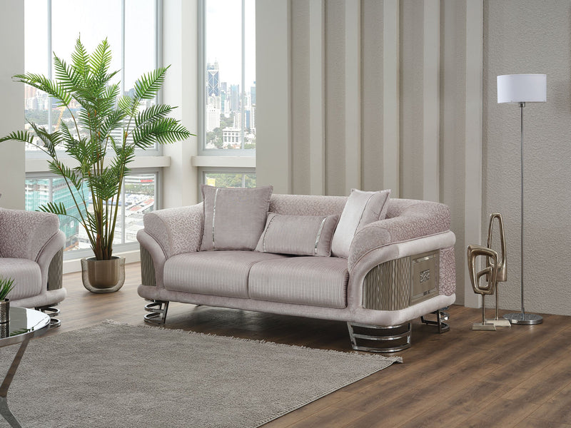 Versace 3-pieces (Sofa & Loveseat & Chair) Livingroom Set Light Grey in Light Grey - 101-VER-STAR14244-321