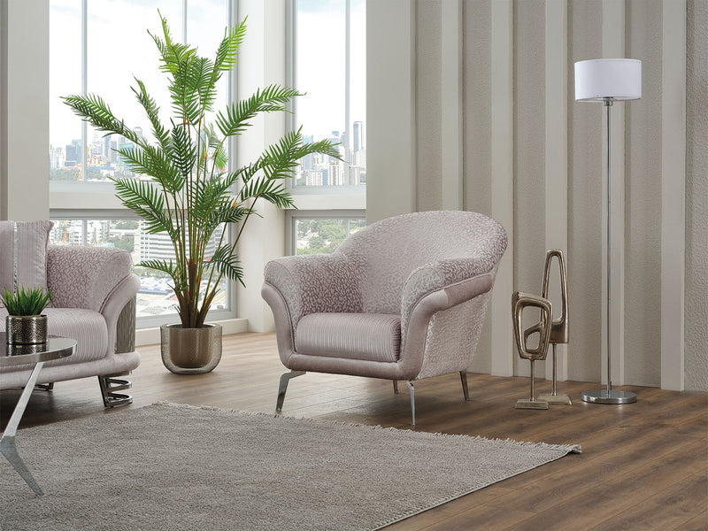 Versace 3-pieces (Sofa & Loveseat & Chair) Livingroom Set Light Grey in Light Grey - 101-VER-STAR14244-321