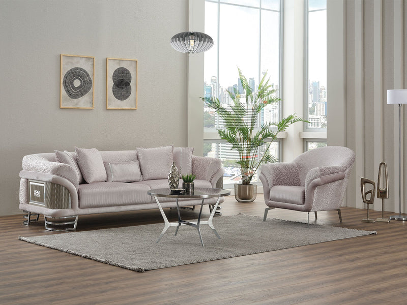 Versace 3-pieces (Sofa & Loveseat & Chair) Livingroom Set Light Grey in Light Grey - 101-VER-STAR14244-321