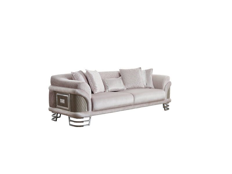 Versace 3-pieces (Sofa & Loveseat & Chair) Livingroom Set Light Grey in Light Grey - 101-VER-STAR14244-321