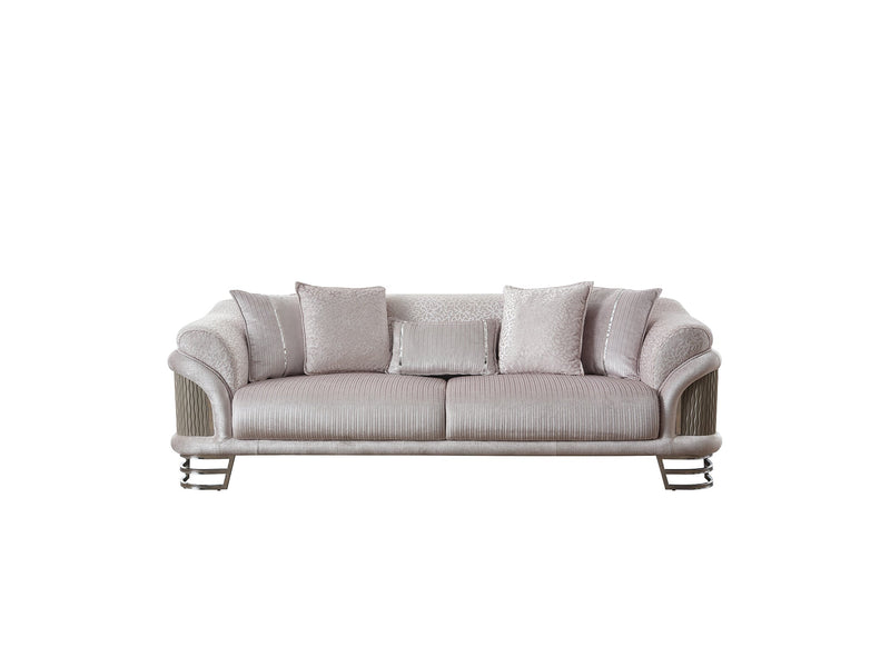 Versace 3-pieces (Sofa & Loveseat & Chair) Livingroom Set Light Grey in Light Grey - 101-VER-STAR14244-321