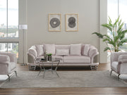 Versace 3-pieces (Sofa & Loveseat & Chair) Livingroom Set Light Grey in Light Grey - 101-VER-STAR14244-321