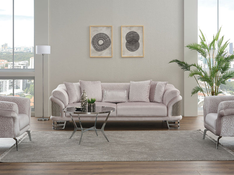 Versace 3-pieces (Sofa & Loveseat & Chair) Livingroom Set Light Grey in Light Grey - 101-VER-STAR14244-321