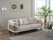 Versace 3-pieces (Sofa & Loveseat & Chair) Livingroom Set Light Grey in Light Grey - 101-VER-STAR14244-321
