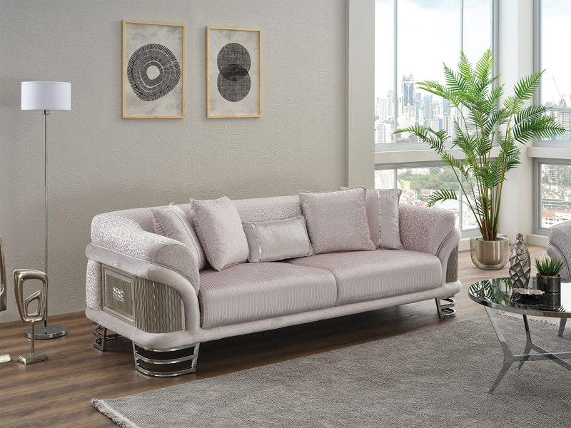 Versace 3-pieces (Sofa & Loveseat & Chair) Livingroom Set Light Grey in Light Grey - 101-VER-STAR14244-321