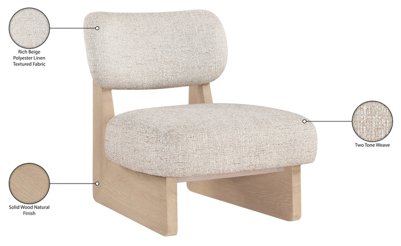 Vetra Linen Textured Fabric Upholstered Chair in Beige - 33012Beige