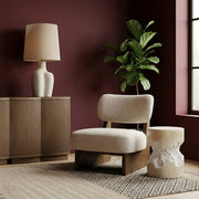 Vetra Linen Textured Fabric Upholstered Chair in Beige - 33013Beige