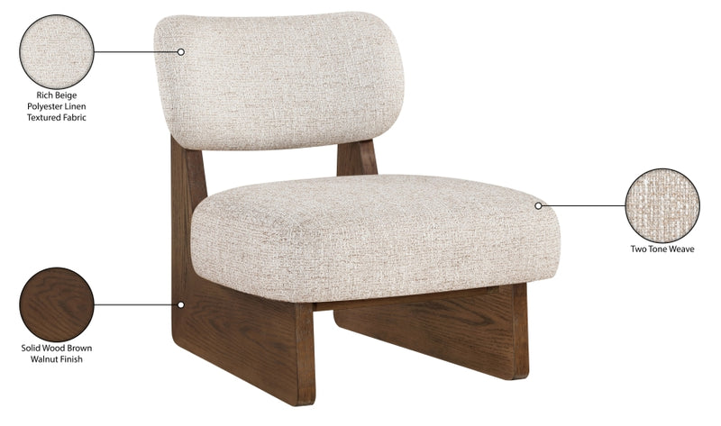 Vetra Linen Textured Fabric Upholstered Chair in Beige - 33013Beige