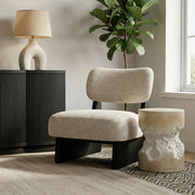 Vetra Linen Textured Fabric Upholstered Chair in Beige - 33014Beige