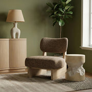 Vetra Linen Textured Fabric Upholstered Chair in Brown - 33012Brown