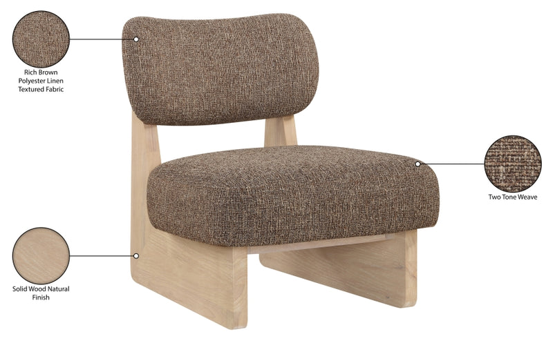 Vetra Linen Textured Fabric Upholstered Chair in Brown - 33012Brown