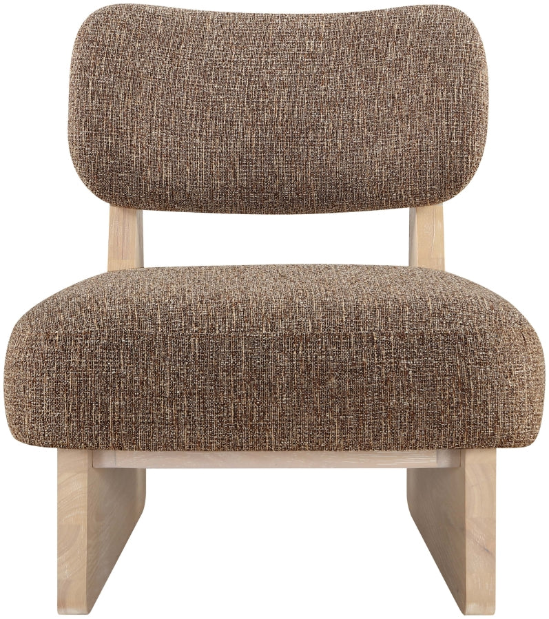 Vetra Linen Textured Fabric Upholstered Chair in Brown - 33012Brown