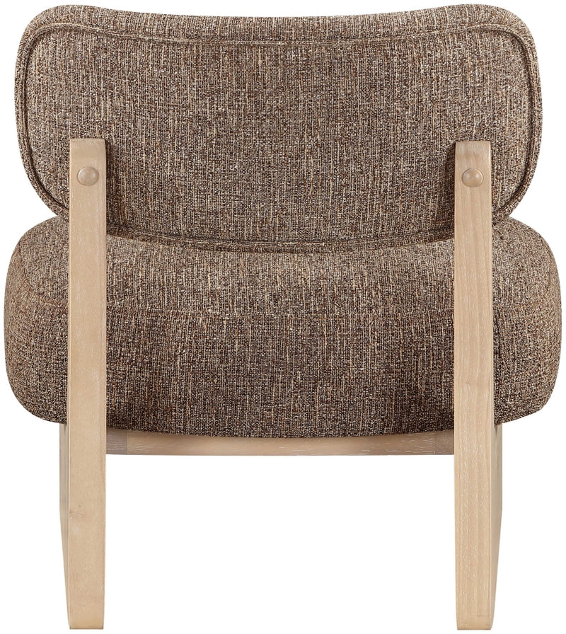 Vetra Linen Textured Fabric Upholstered Chair in Brown - 33012Brown