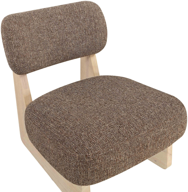 Vetra Linen Textured Fabric Upholstered Chair in Brown - 33012Brown