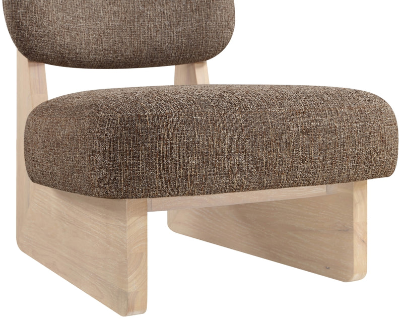 Vetra Linen Textured Fabric Upholstered Chair in Brown - 33012Brown