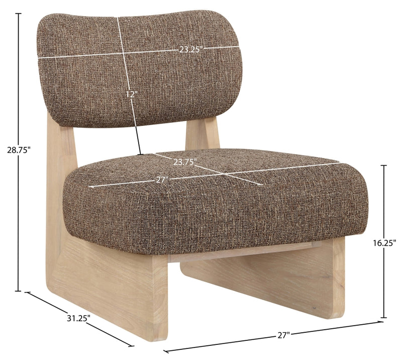 Vetra Linen Textured Fabric Upholstered Chair in Brown - 33012Brown