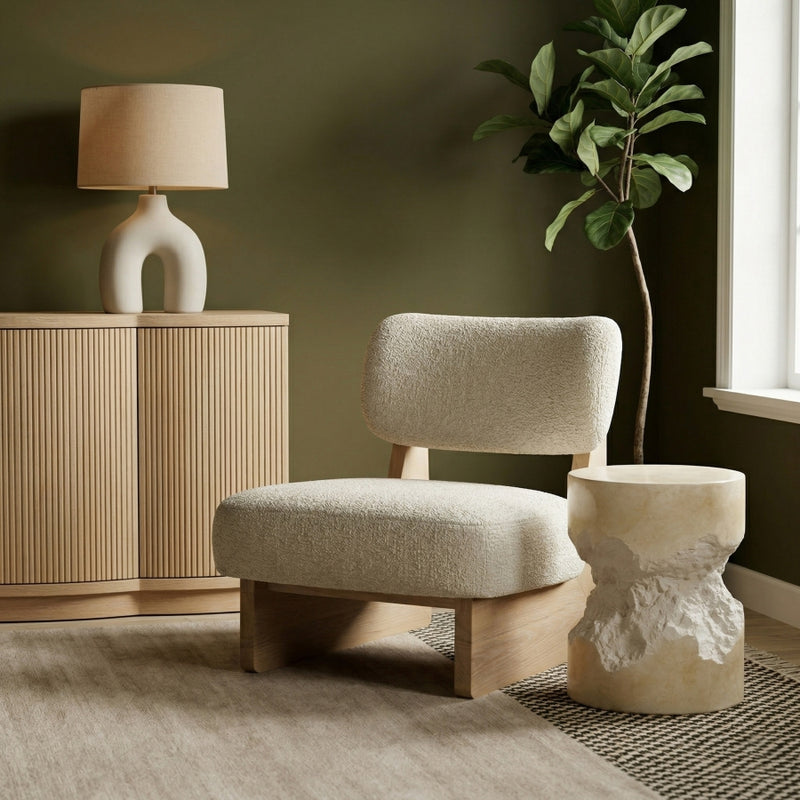 Vetra Linen Textured Fabric Upholstered Chair in Cream - 33012Cream