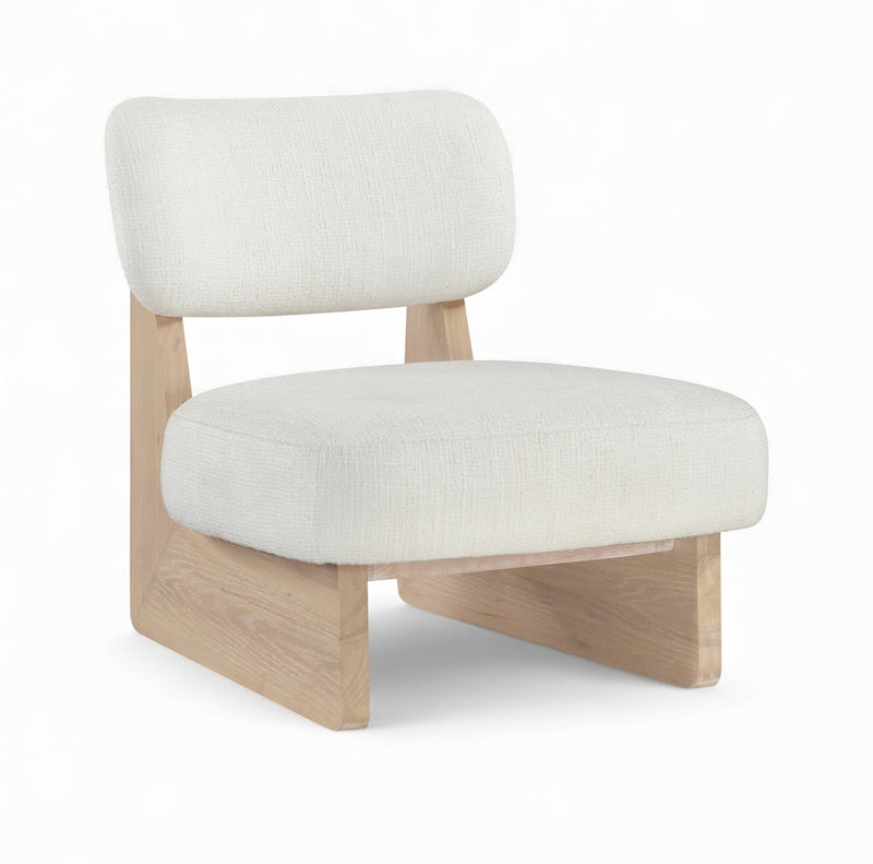 Vetra Linen Textured Fabric Upholstered Chair in Cream - 33012Cream