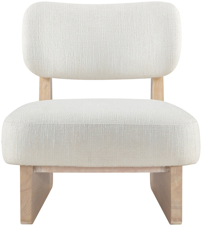Vetra Linen Textured Fabric Upholstered Chair in Cream - 33012Cream