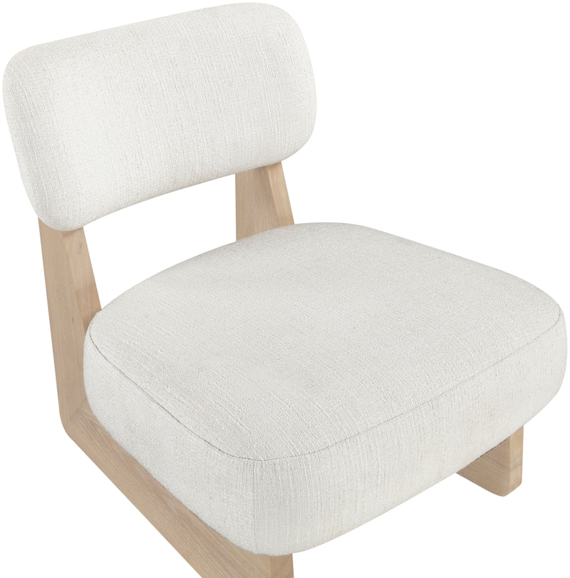 Vetra Linen Textured Fabric Upholstered Chair in Cream - 33012Cream