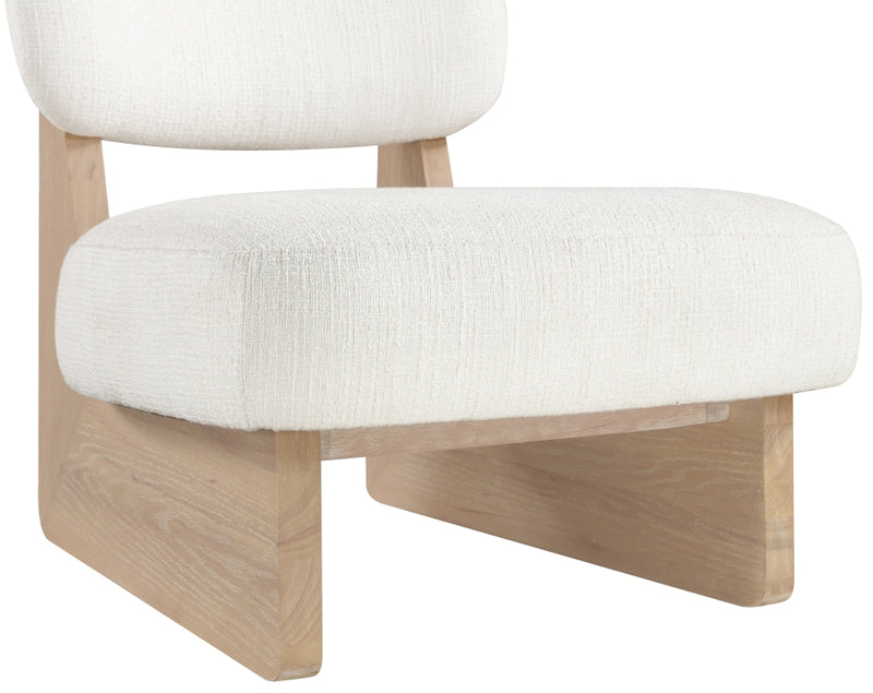 Vetra Linen Textured Fabric Upholstered Chair in Cream - 33012Cream