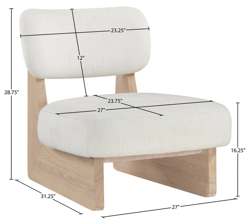 Vetra Linen Textured Fabric Upholstered Chair in Cream - 33012Cream