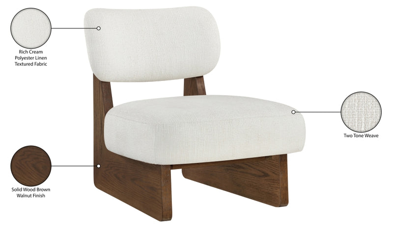 Vetra Linen Textured Fabric Upholstered Chair in Cream - 33013Cream