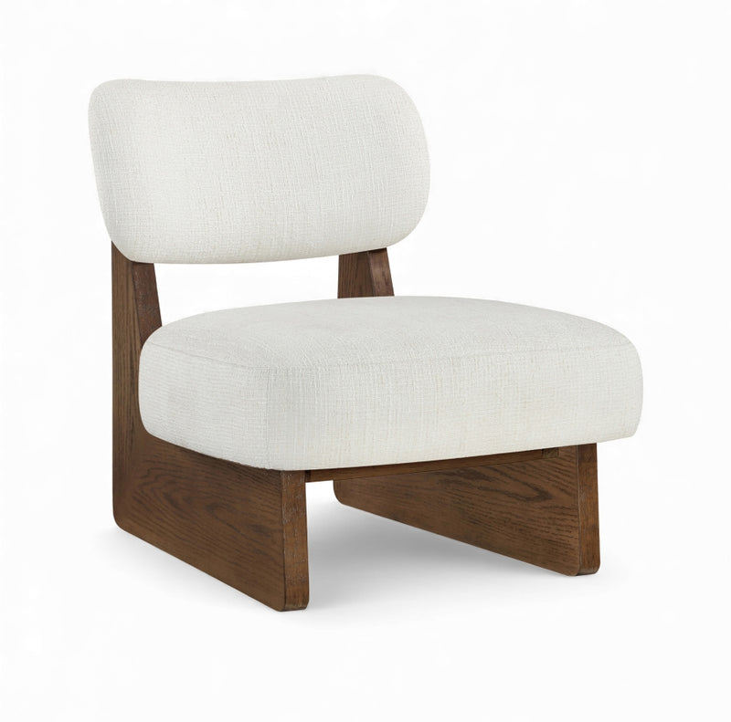 Vetra Linen Textured Fabric Upholstered Chair in Cream - 33013Cream