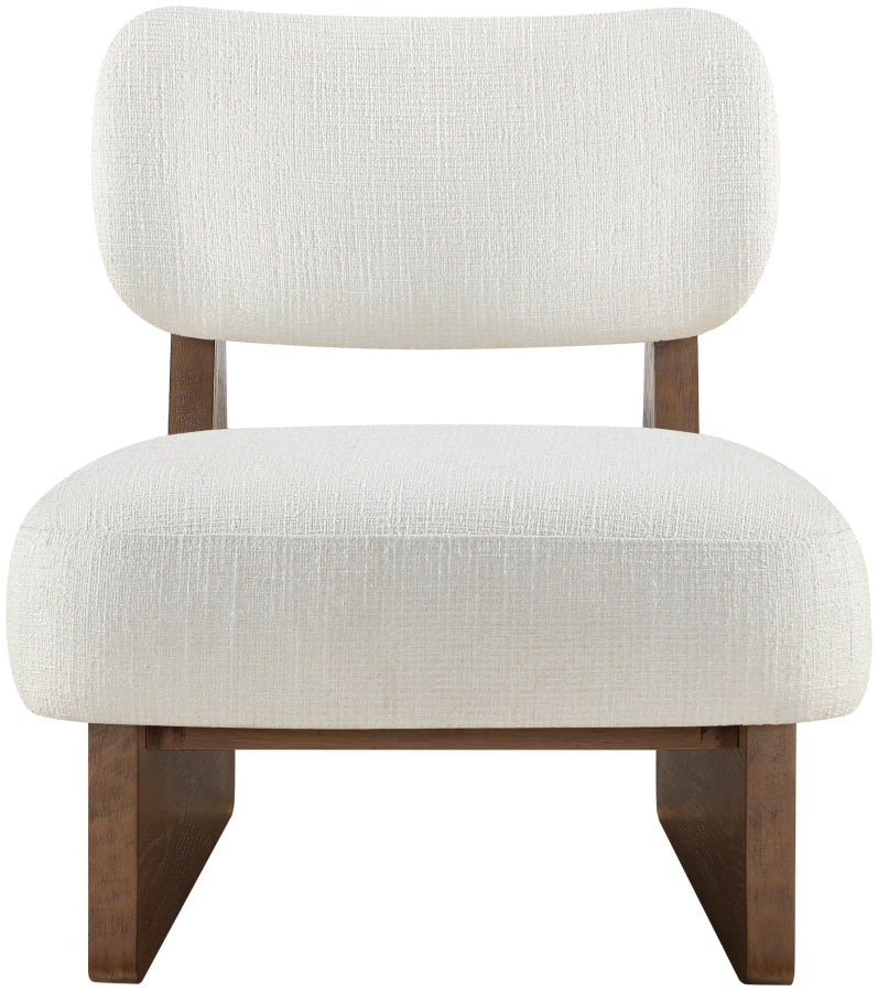 Vetra Linen Textured Fabric Upholstered Chair in Cream - 33013Cream