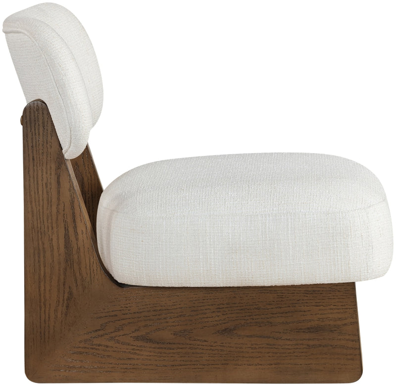 Vetra Linen Textured Fabric Upholstered Chair in Cream - 33013Cream