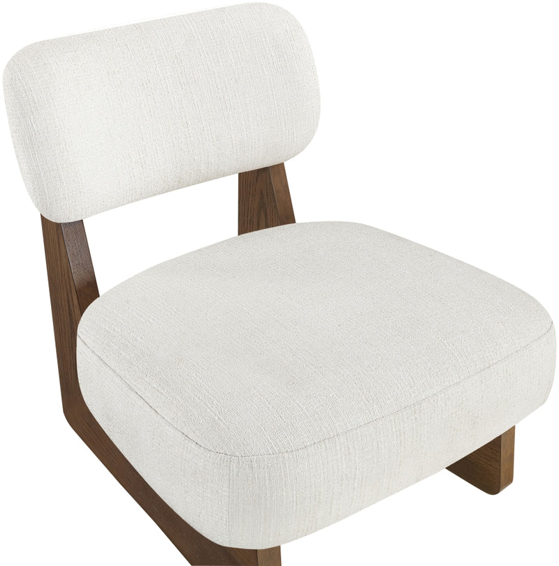 Vetra Linen Textured Fabric Upholstered Chair in Cream - 33013Cream