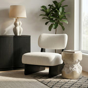 Vetra Linen Textured Fabric Upholstered Chair in Cream - 33014Cream