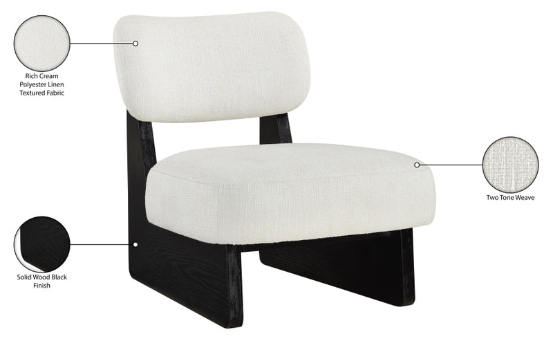 Vetra Linen Textured Fabric Upholstered Chair in Cream - 33014Cream