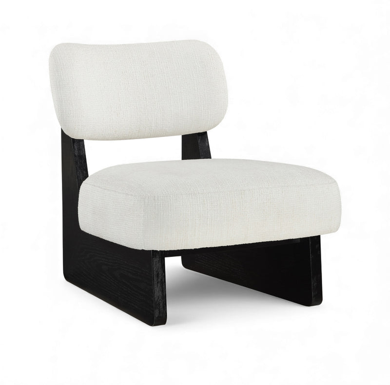 Vetra Linen Textured Fabric Upholstered Chair in Cream - 33014Cream