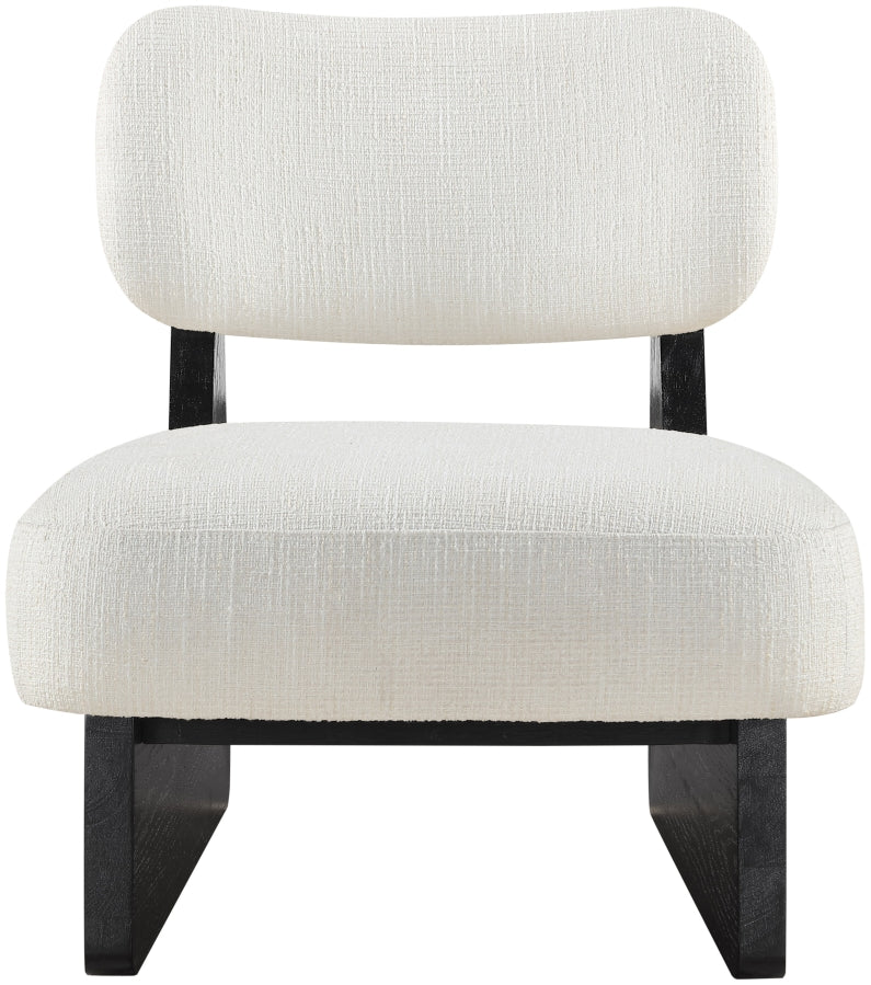 Vetra Linen Textured Fabric Upholstered Chair in Cream - 33014Cream