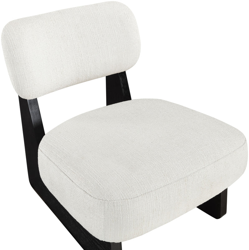 Vetra Linen Textured Fabric Upholstered Chair in Cream - 33014Cream