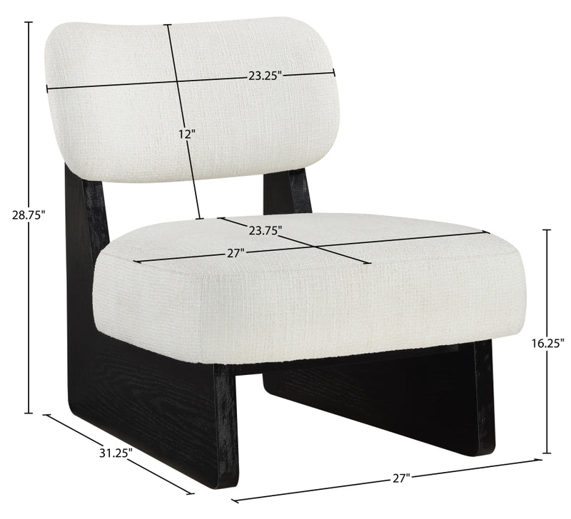 Vetra Linen Textured Fabric Upholstered Chair in Cream - 33014Cream