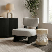Vetra Linen Textured Fabric Upholstered Chair in Grey - 33014Grey
