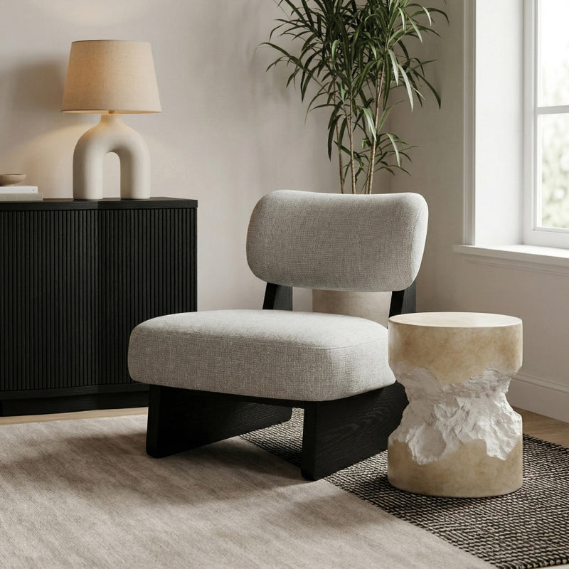 Vetra Linen Textured Fabric Upholstered Chair in Grey - 33014Grey