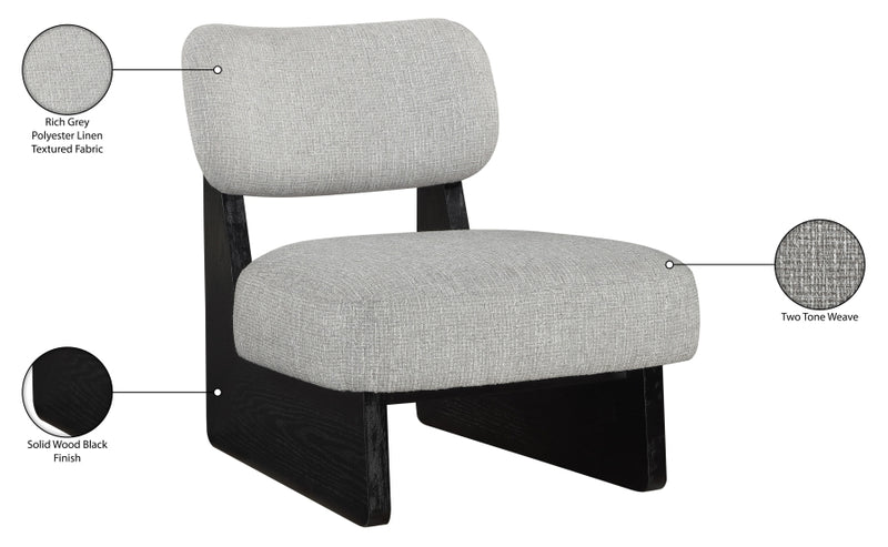 Vetra Linen Textured Fabric Upholstered Chair in Grey - 33014Grey