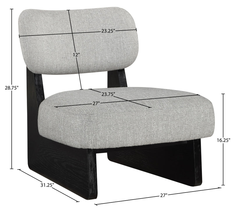 Vetra Linen Textured Fabric Upholstered Chair in Grey - 33014Grey