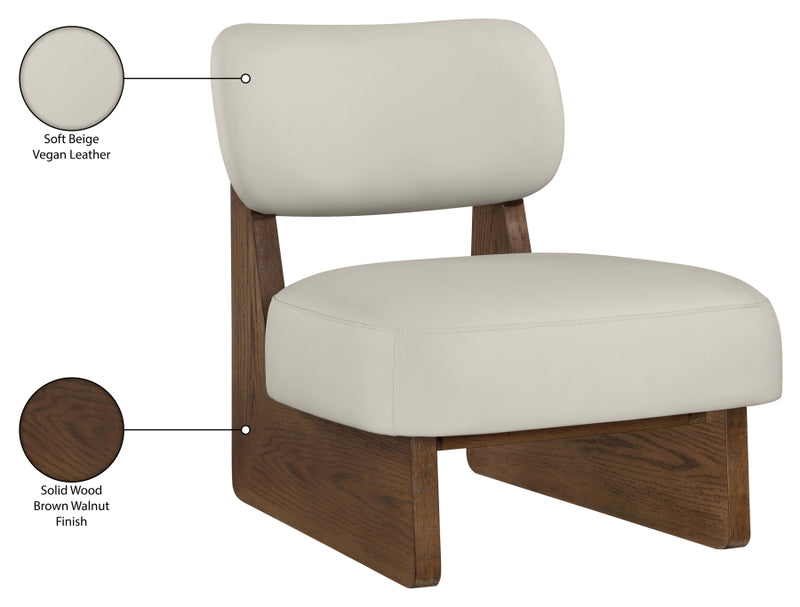 Vetra Vegan Leather Upholstered Chair in Beige - 33019Beige