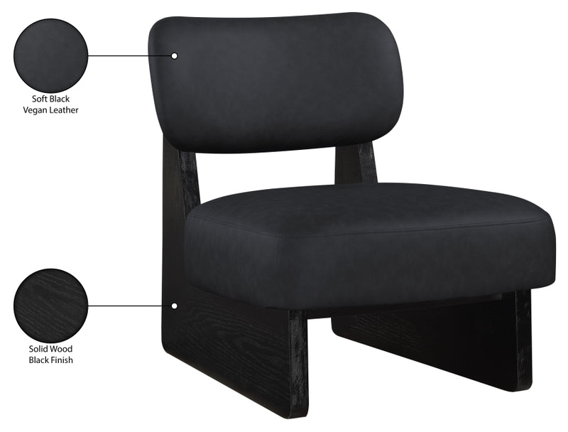 Vetra Vegan Leather Upholstered Chair in Black - 33020Black