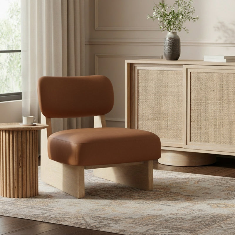 Vetra Vegan Leather Upholstered Chair in Cognac - 33018Cognac