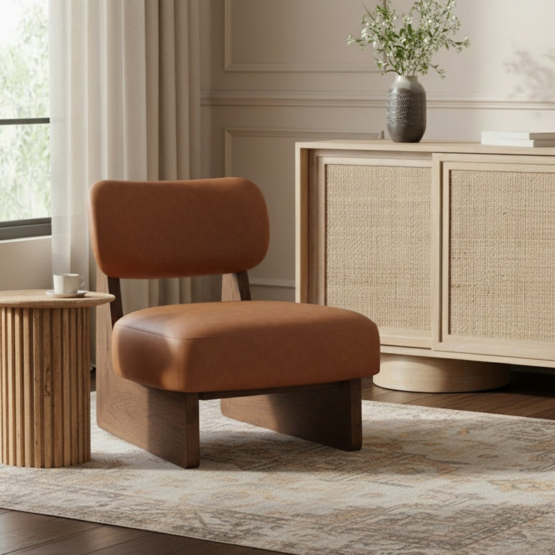 Vetra Vegan Leather Upholstered Chair in Cognac - 33019Cognac